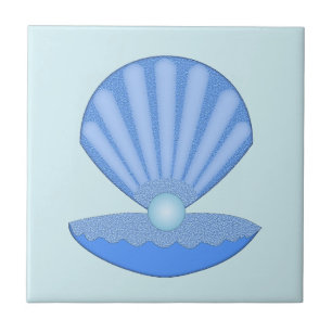 Blue Baby Boy Oyster Muschel and Pearl Fliese