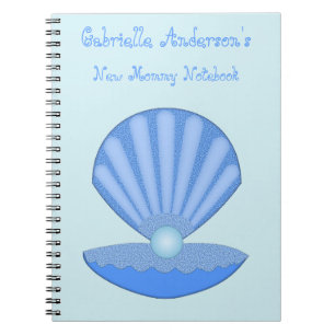 Blue Baby Boy Oyster Muschel and Pearl Junge Mutte Notizblock