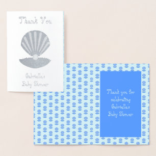Blue Baby Boy Oyster Muschel und Pearl Baby Dusche Folienkarte