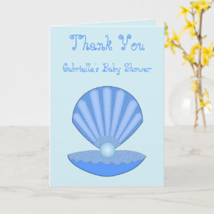 Blue Baby Boy Oyster Muschel und Pearl Baby Dusche Karte