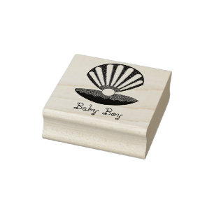 Blue Baby Boy Oyster Muschel und Pearl Custom Gummistempel