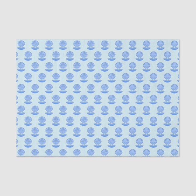 Blue Baby Boy Oyster Muschel und Pearl Gemustert Seidenpapier (Vorderseite)