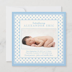 Blue Baby Boy Polka Dot Photo Faire-part de naissa