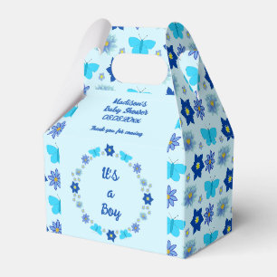 Blue Baby Boy Schmetterlinge und Blume Babydusche Geschenkschachtel