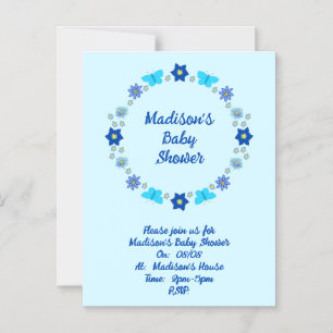Blue Baby Boy Schmetterlinge und Blume Babydusche Magneteinladung