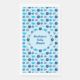 Blue Baby Boy Schmetterlinge und Blume Babydusche Serviette