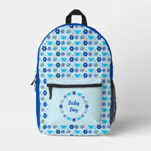 Blue Baby Boy Schmetterlinge und Blume Custom Bedruckter Rucksack