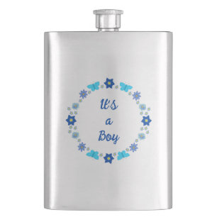 Blue Baby Boy Schmetterlinge und Blume Custom Flachmann