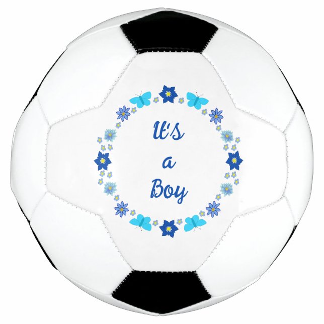 Blue Baby Boy Schmetterlinge und Blume Custom Fußball (Vorderseite)