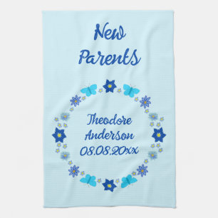 Blue Baby Boy Schmetterlinge und Blume Custom Geschirrtuch