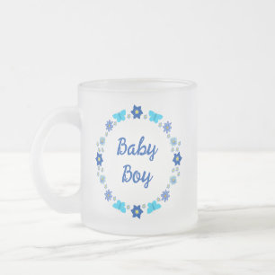 Blue Baby Boy Schmetterlinge und Blume Custom Mattglastasse