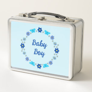 Blue Baby Boy Schmetterlinge und Blume Custom Metall Brotdose