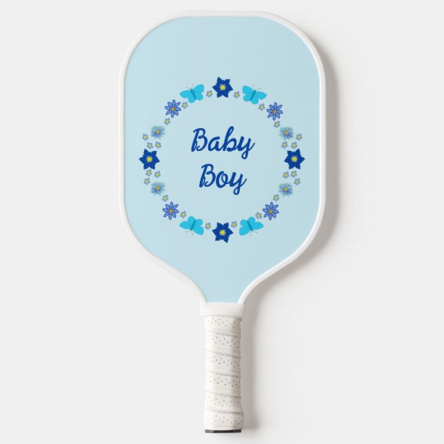 Blue Baby Boy Schmetterlinge und Blume Custom Pickleball Schläger (Vorderseite)