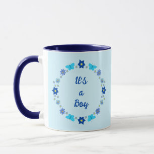 Blue Baby Boy Schmetterlinge und Blume Custom Tasse