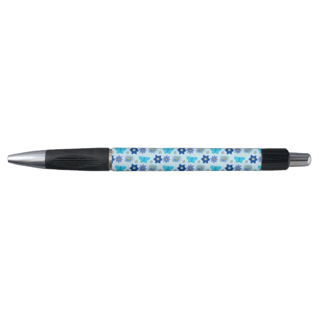 Blue Baby Boy Schmetterlinge und Blume Gemustert Kugelschreiber (Vorderseite)