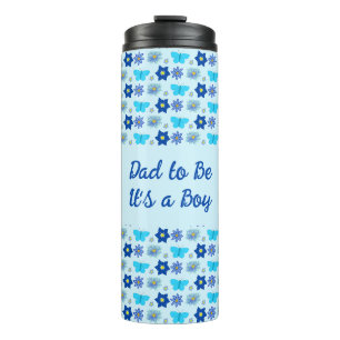 Blue Baby Boy Schmetterlinge und Blume Gemustert Thermosbecher
