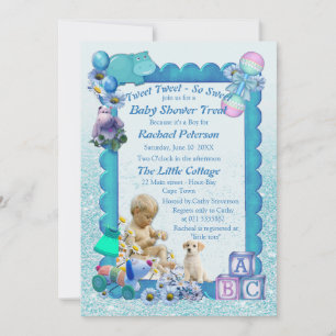 Blue Baby Boy Shower Tweete Einladung