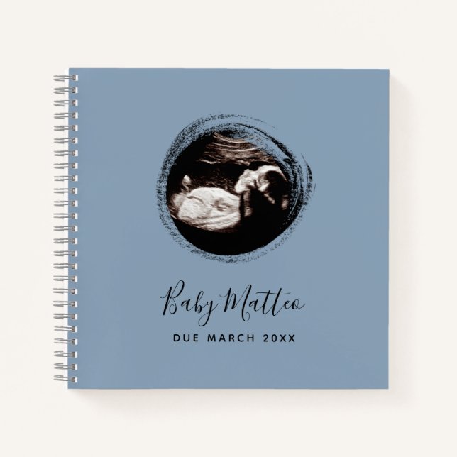 Blue Baby Boy Sonogramme Ultrasound Livre de gross (Devant)