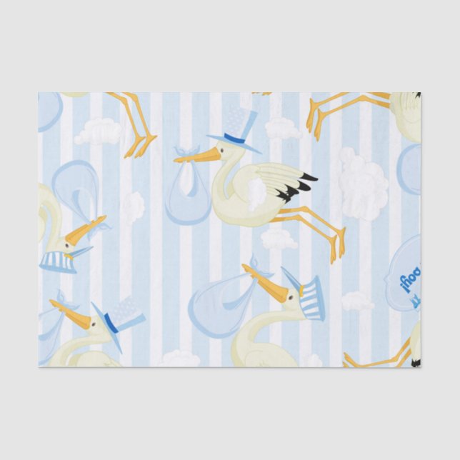 Blue Baby Boy Stork Seidenpapier (Vorderseite)