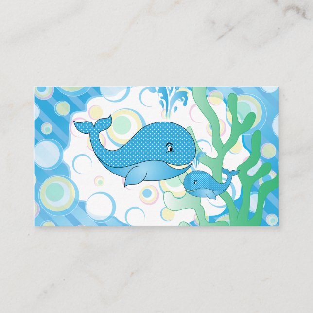 Blue Baby Boy Whale Babydusche Windelwindeln Begleitkarte (Vorderseite)