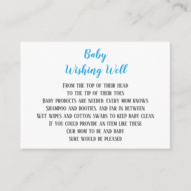 Blue Baby Boy will Baby Dusche Mini-Karten Begleitkarte (Vorderseite)