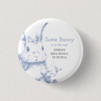 Blue Baby Bunny Baby Shower  Button