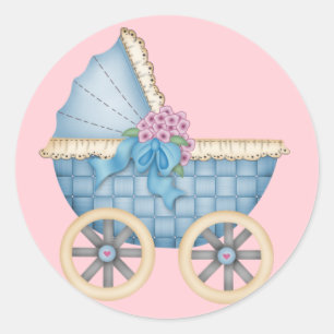 Blue Baby Carriage/Stroller Stickers