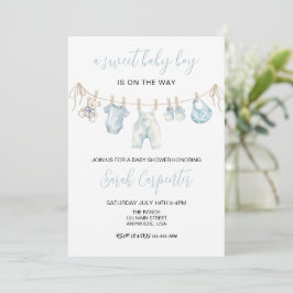 Blue Baby Clothes Boy Baby Dusche Einladung