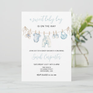 Blue Baby Clothes Boy Baby Dusche Einladung