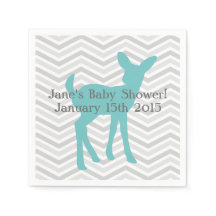 Blue Baby Deer und Grau Zickzack Napkins