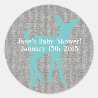 Blue Baby Deer und Gray Burlap Stickers