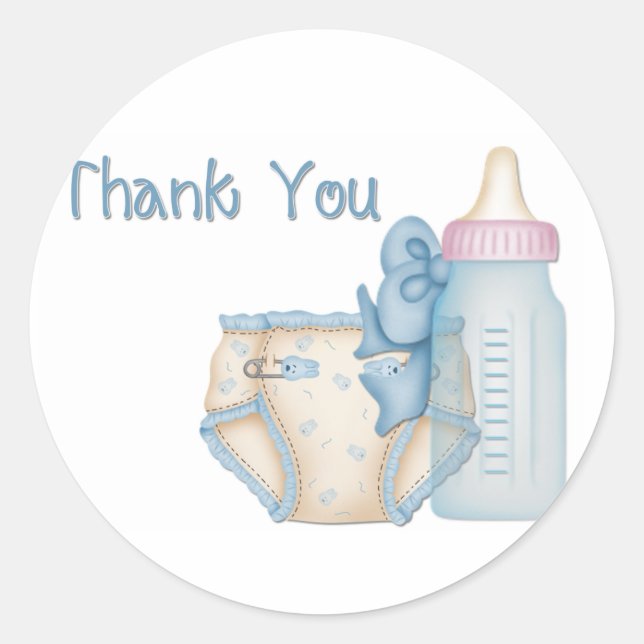 Blue Baby Diaper & Flaschenaufkleber Runder Aufkleber (Vorderseite)