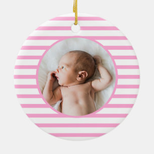 Blue Baby Dino Erste Weihnachten Rosa Streifen C Keramik Ornament