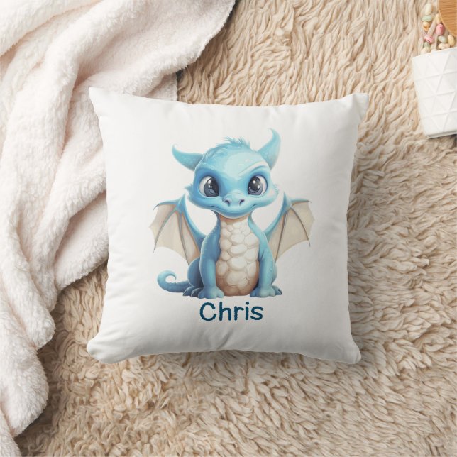 Blue Baby Dragon Chinesisches Neujahr 2024 Kissen (Decke)