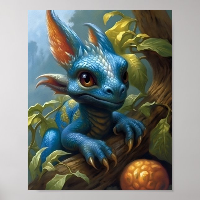 Blue Baby Dragon Poster (Vorne)