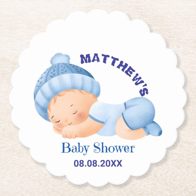 Blue Baby Dusche, Baby Boy Dusche Untersetzer (Vorderseite)
