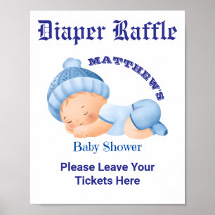 Blue Baby Dusche, Baby Boy Shower Party Game Poster