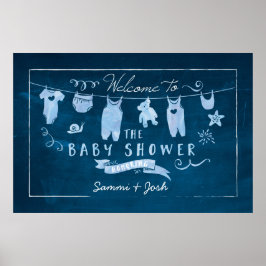 Blue Baby Dusche Begrüßungsschild Poster