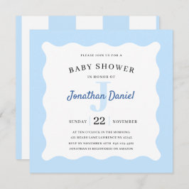 Blue Baby Dusche Foto Einladung