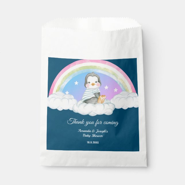 Blue Baby Dusche Niedliche Pinguin Geschenktütchen (Vorderseite)