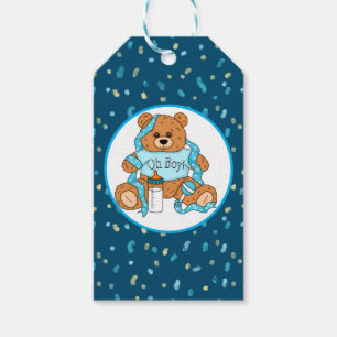 Blue Baby Dusche Oh Boy Teddy Bear Geschenkanhänger