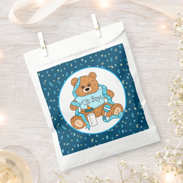 Blue Baby Dusche Oh Boy Teddy Bear Geschenktütchen (Ausgeschnitten)