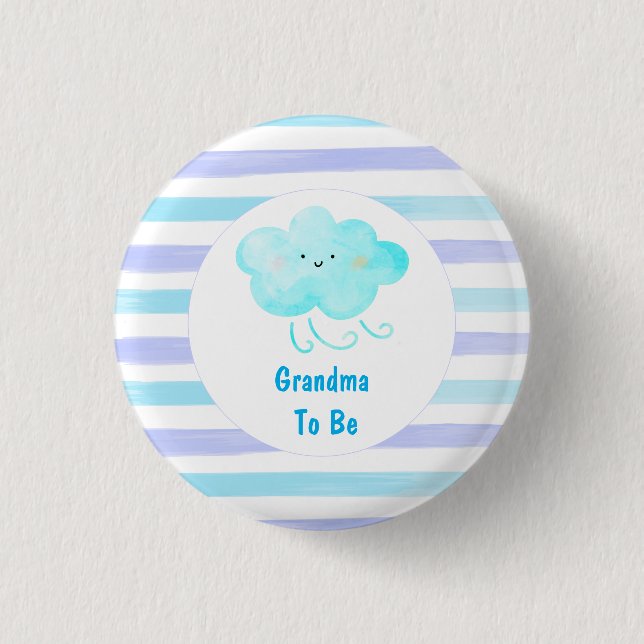 Blue Baby Dusche Oma zum Knopf Button (Vorderseite)