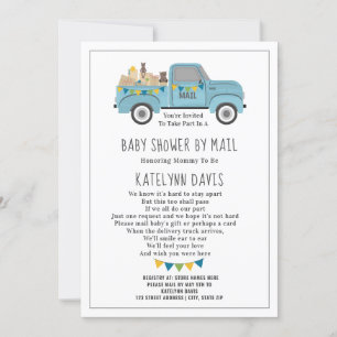 Blue Baby Dusche per Mail für Lastwagen mit sozial Einladung
