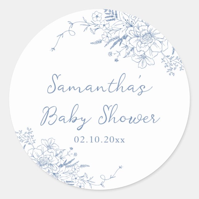 Blue Baby Dusche Runder Aufkleber (Vorderseite)