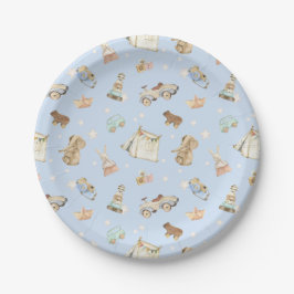 Blue Baby Dusche Vintag Toys Pappteller