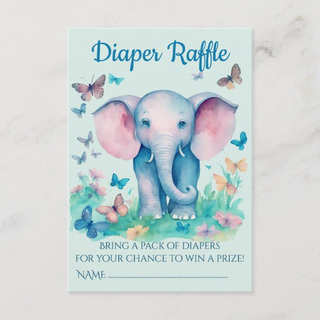 Blue Baby Elephant Babydusche Windelwanne Begleitkarte (Vorderseite)