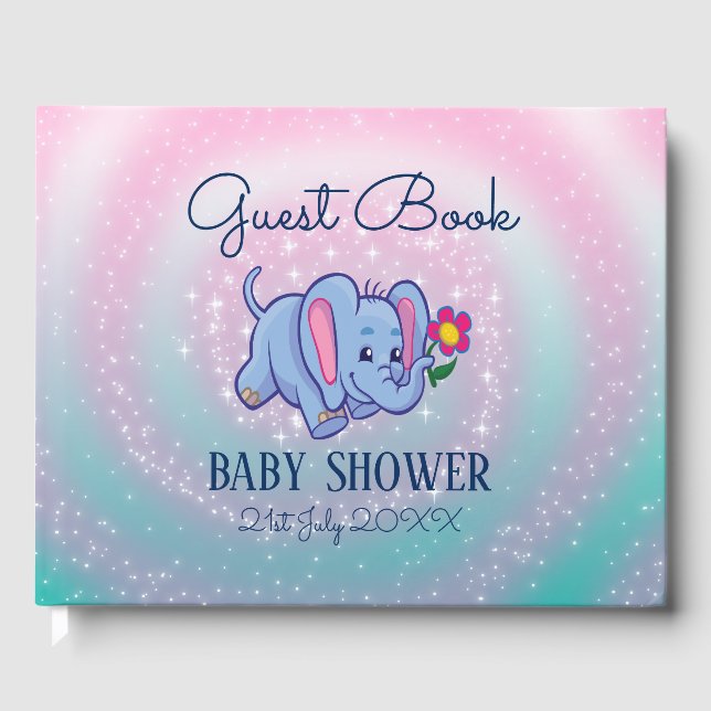 Blue Baby Elephant Gästebuch (Vorderseite)