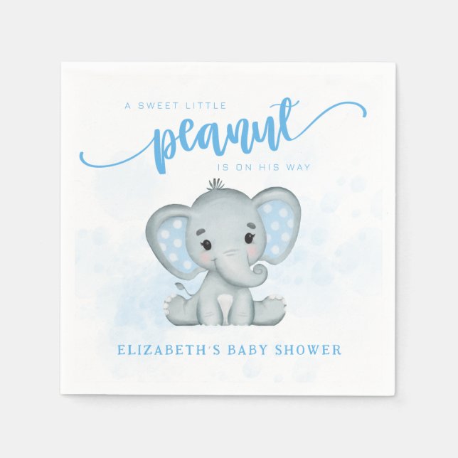 Blue Baby Elephant Little Peanut Baby Dusche Serviette (Vorderseite)