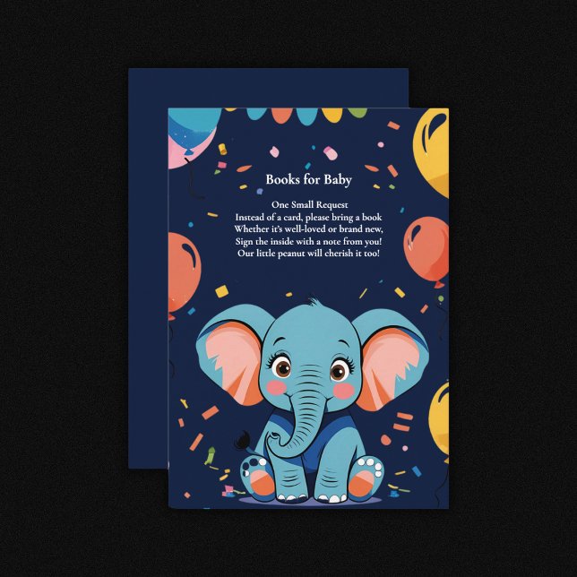 Blue Baby Elephant Party Baby Dusche Begleitkarte (Von Creator hochgeladen)